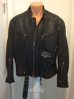 Mens Harley Davidson Motorcycle Dyna Victory Black Brown Leather Jacket L