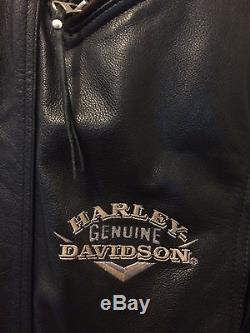 Mens Harley Davidson Motorcycle Dyna Victory Black Brown Leather Jacket L