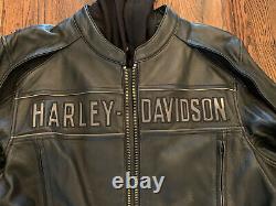 Mens Harley Davidson Two In One Leather Jacket & Hoodie Vest Size XL