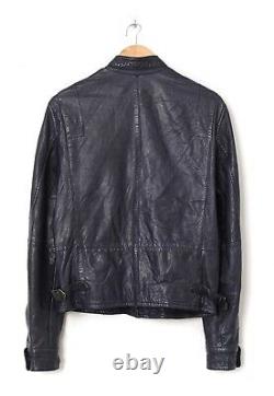 Mens LEVIS Made&Crafted Biker Leather Jacket Blue Size 2/M zipper TALON