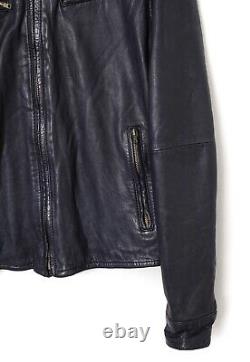 Mens LEVIS Made&Crafted Biker Leather Jacket Blue Size 2/M zipper TALON