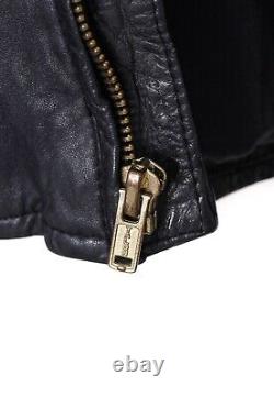 Mens LEVIS Made Crafted Biker Leather Jacket Blue Size 2 M zipper TALON