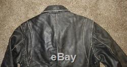 Mens L Lg Levi's Levi Distressed Black Leather Moto Motorcycle Biker Jacket Coat