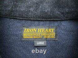 Mens Large Iron Heart Motorcycle Specialties blue corduroy collar jacket Japan