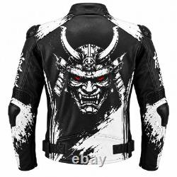 Mens Motorcycle Leather Jacket Racing Riding Biker Sport Protective Jacket Black