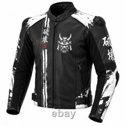 Mens Motorcycle Leather Jacket Racing Riding Biker Sport Protective Jacket Black
