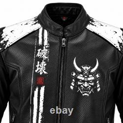 Mens Motorcycle Leather Jacket Racing Riding Biker Sport Protective Jacket Black