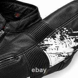 Mens Motorcycle Leather Jacket Racing Riding Biker Sport Protective Jacket Black