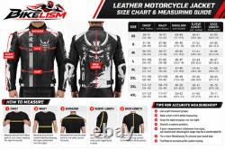 Mens Motorcycle Leather Jacket Racing Riding Biker Sport Protective Jacket Black