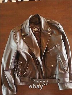 Mens Motorcycle Leather Jacket Size 42