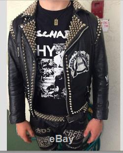 Mens Punk Studded Leather Jacket Size 38 Great Condition Free Shipping
