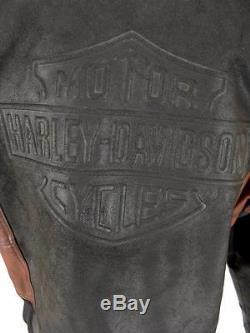 Mens RARE Harley Davidson Heavy Leather Racer Motorcycle Biker Jacket L Large