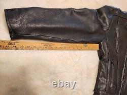 Mens Sz 44 Genuine Leather Motorcycle Jacket with Liner Padded Back- Biker Jacket