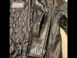 Mens Sz 44 Genuine Leather Motorcycle Jacket with Liner Padded Back- Biker Jacket