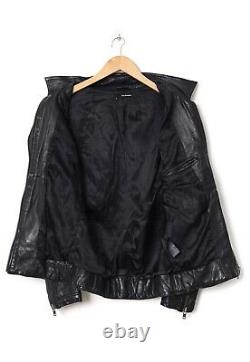 Mens THE KOOPLES Leather Biker Motorcycle Jacket Black Size M