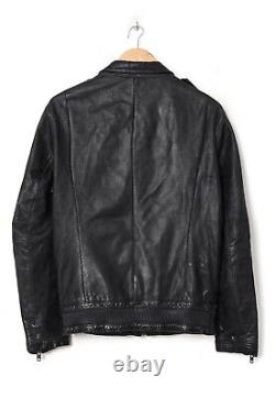 Mens THE KOOPLES Leather Biker Motorcycle Jacket Black Size M