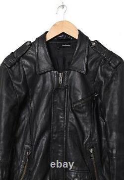 Mens THE KOOPLES Leather Biker Motorcycle Jacket Black Size M