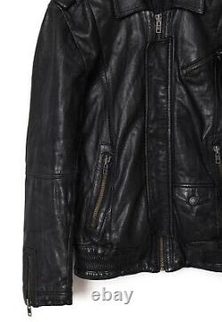 Mens THE KOOPLES Leather Biker Motorcycle Jacket Black Size M