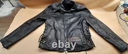 Mens Used Vintage Unbranded Black Leather Motorcycle Jacket Size Medium