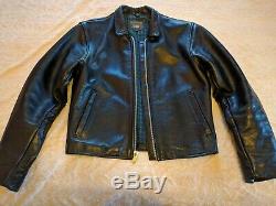 Mens VANSON Mercury Black Motorcycle Biker Heavy Leather Jacket Size 42