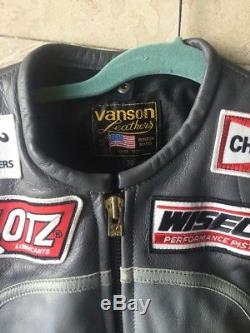 Mens VTG VANSON Genesis NYC GRAY Leather MOTO Patchwork Riding Jacket Sz 36