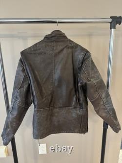 Mens Vintage 1970's Leather Jacket Motorcyle Cafe Racer Talon Zipper Size Large