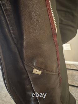 Mens Vintage 1970's Leather Jacket Motorcyle Cafe Racer Talon Zipper Size Large