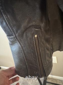 Mens Vintage 1970's Leather Jacket Motorcyle Cafe Racer Talon Zipper Size Large