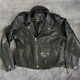 Mens Vintage 90s PLG Life Style Distressed Black Leather Motorcycle Jacket Sz 48