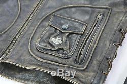 Mens harley davidson leather jacket vest L brown panhead distressed d pocket