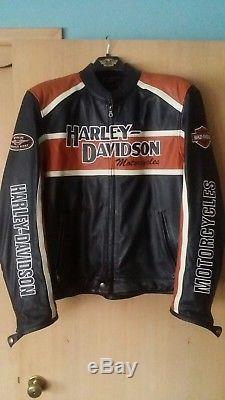 Mens harley davidson leather motorcycle jacket xl