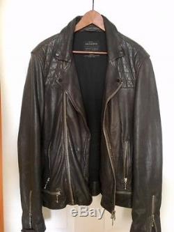 Mens leather jacket by AllSaints Taro Leather Biker Jacket -Large