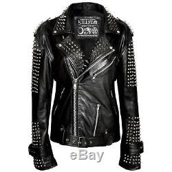 Mens / unisex KILLSTAR Spiked leather motorcyle jacket punk
