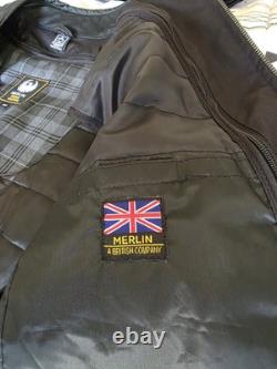 Merlin Alton Black Leather Motorcycle Jacket, Size 44 (US Large)