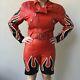 Michael Hoban North Beach Leather Vintage REd Leather Jacket and Shorts Flame