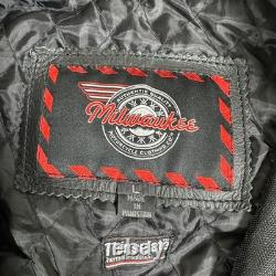 Milwaukee Big Dog Motorcycles Black Leather Riding Jacket Mens Large
