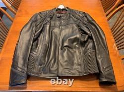 Milwaukee Leather Black Vented Reflective Leather Jacket BADASS & MINT Men's XL