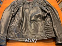 Milwaukee Leather Black Vented Reflective Leather Jacket BADASS & MINT Men's XL