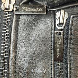 Milwaukee Leather Motorcycle Jacket Large Ventilation Zip Liner Utility Pockets