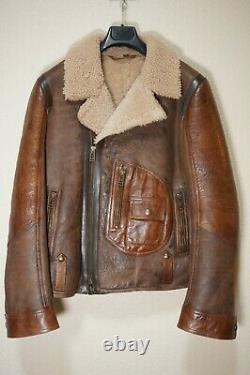 Mint $3995 Belstaff Shearling 50 Large Biker Leather Jacket Brown Danescroft