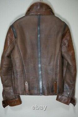 Mint $3995 Belstaff Shearling 50 Large Biker Leather Jacket Brown Danescroft