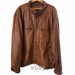 Misuri Firenze Italian Leather Cafe Racer Jacket Men's Size 60