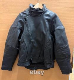 Motoline Leather Motorcycle Jacket 48 Black Asym Zip with Removable Liner