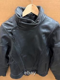 Motoline Leather Motorcycle Jacket 48 Black Asym Zip with Removable Liner