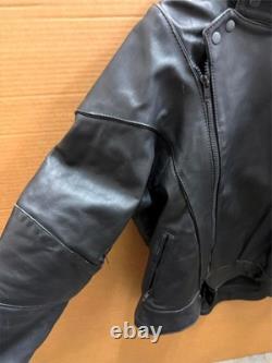 Motoline Leather Motorcycle Jacket 48 Black Asym Zip with Removable Liner
