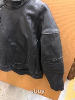 Motoline Leather Motorcycle Jacket 48 Black Asym Zip with Removable Liner