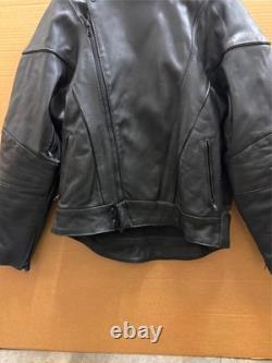 Motoline Leather Motorcycle Jacket 48 Black Asym Zip with Removable Liner