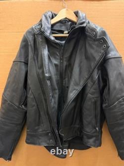 Motoline Leather Motorcycle Jacket 48 Black Asym Zip with Removable Liner