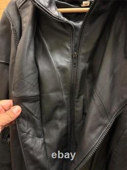 Motoline Leather Motorcycle Jacket 48 Black Asym Zip with Removable Liner