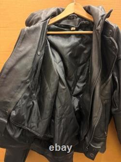 Motoline Leather Motorcycle Jacket 48 Black Asym Zip with Removable Liner
